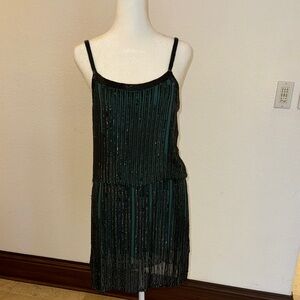 Parker Green Sequin Tiered Slip Mini Dress for Night Out or Gatsby Party!
